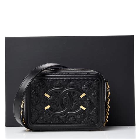 Chanel Caviar Quilted Cc Filigree Vanity Clutch 